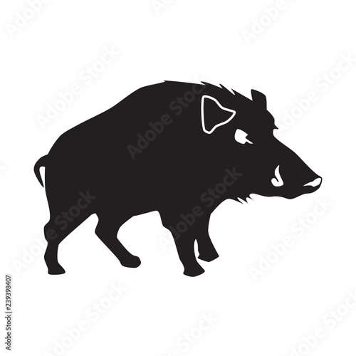 Wild pig boar black silhouette vector illustration