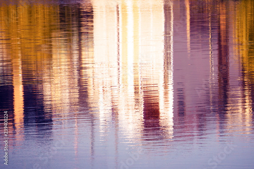 reflection of a house in the water, abstract background, urban landscape