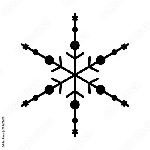 Vector snowflake, black isolated on white background.