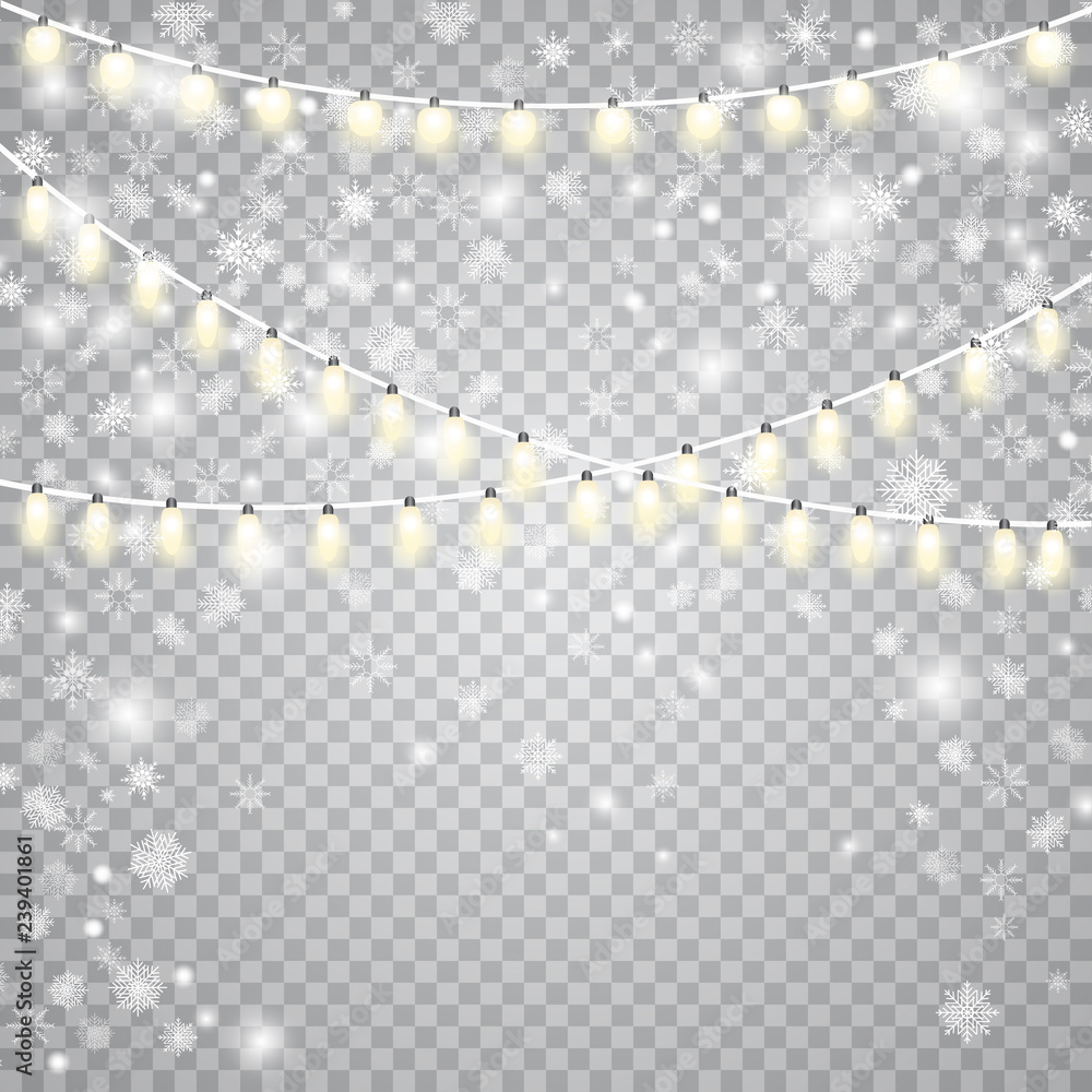 Beautiful snowflake and garlands decoration effect. Beautiful snowflake and garlands decoration effect.