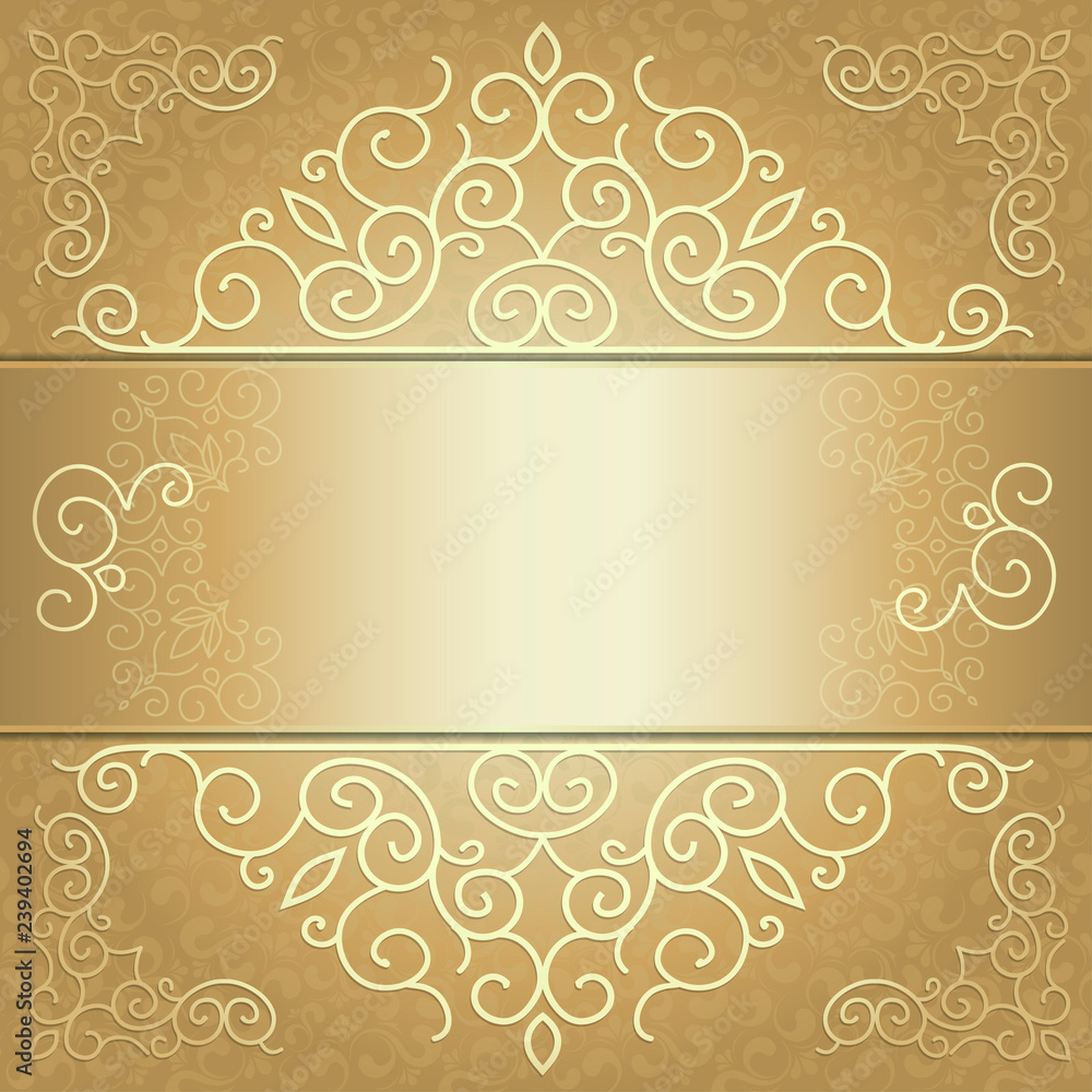 golden background card invitation or menu