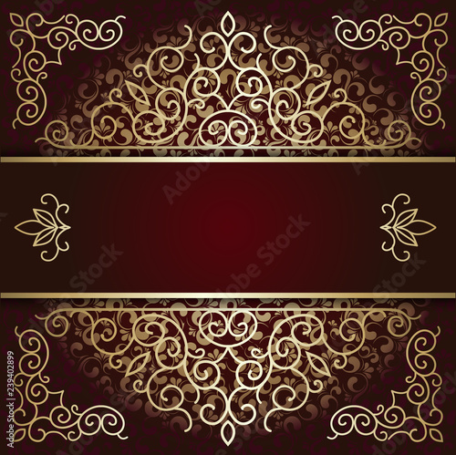 Luxury background card with maroon and gold ornament