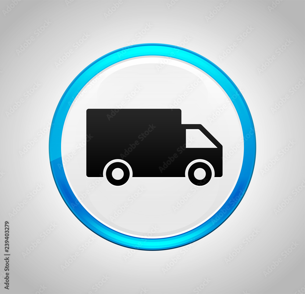 Delivery truck icon round blue push button Delivery truck icon round blue push button