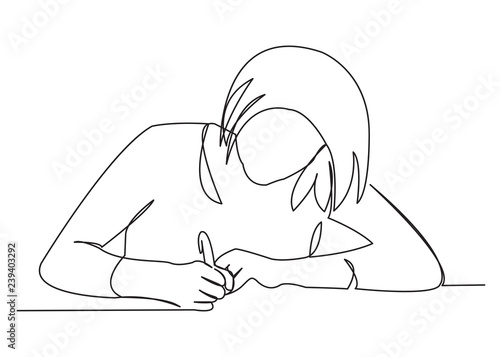 student girl studying
