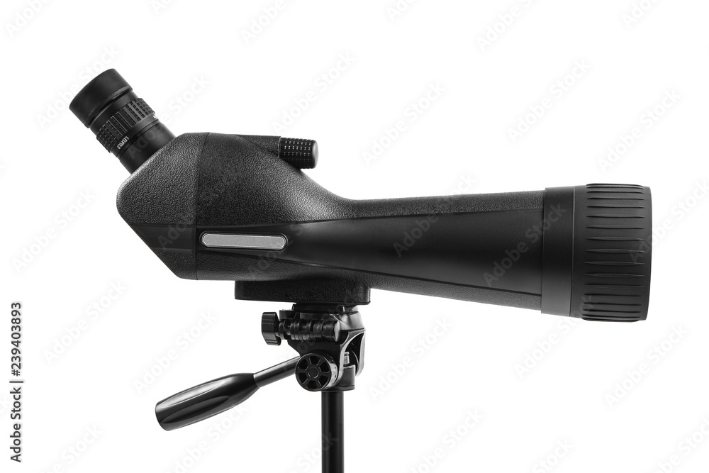 Modern telescope on a tripod isolated on white Modern telescope on a tripod isolated on white