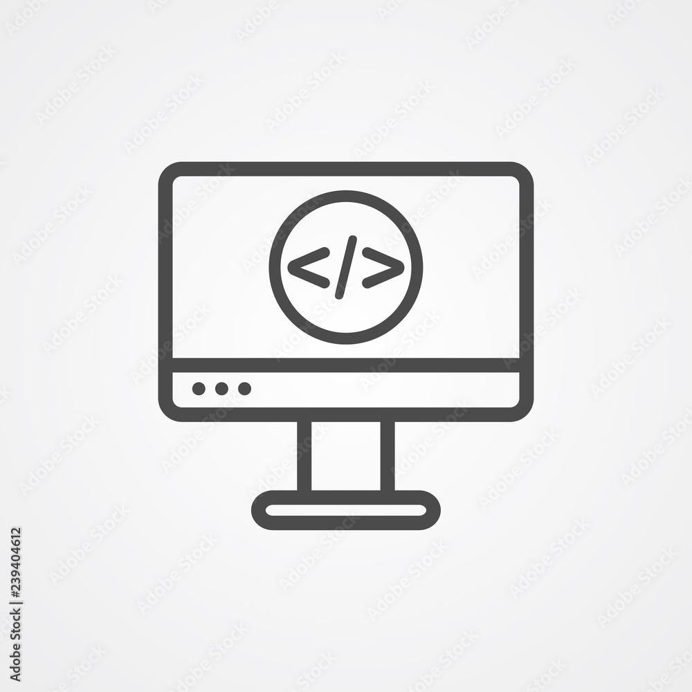 Coding computer vector icon sign symbol Coding computer vector icon sign symbol