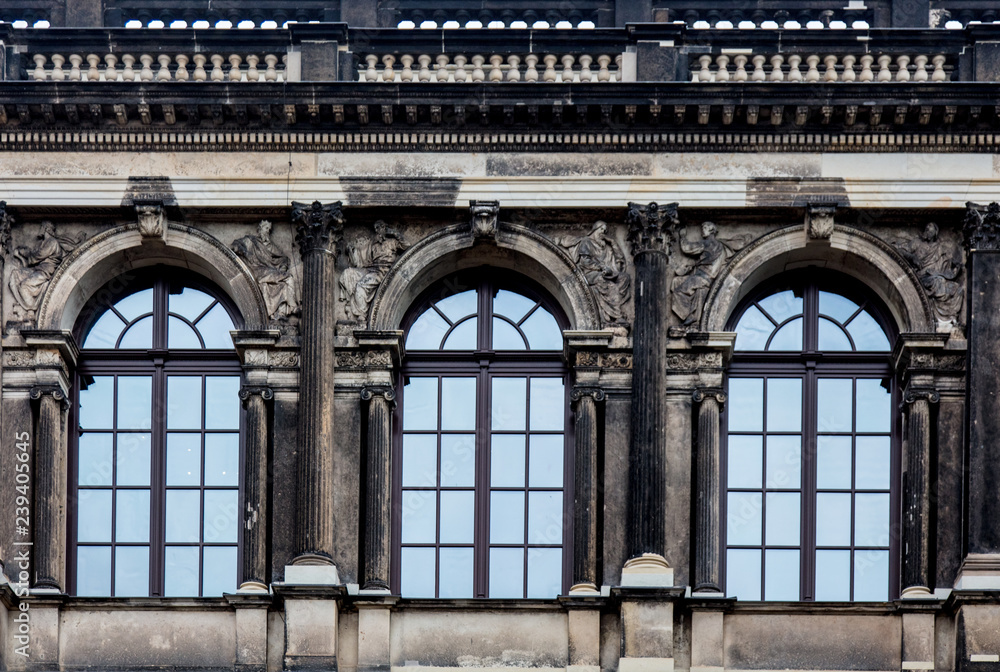 View at old building with windows in baroque style in Germany