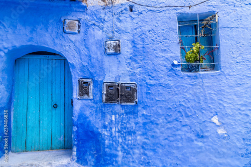 The blue city in the Morocco. Old traditional town. Travel destination concept. © matiplanas