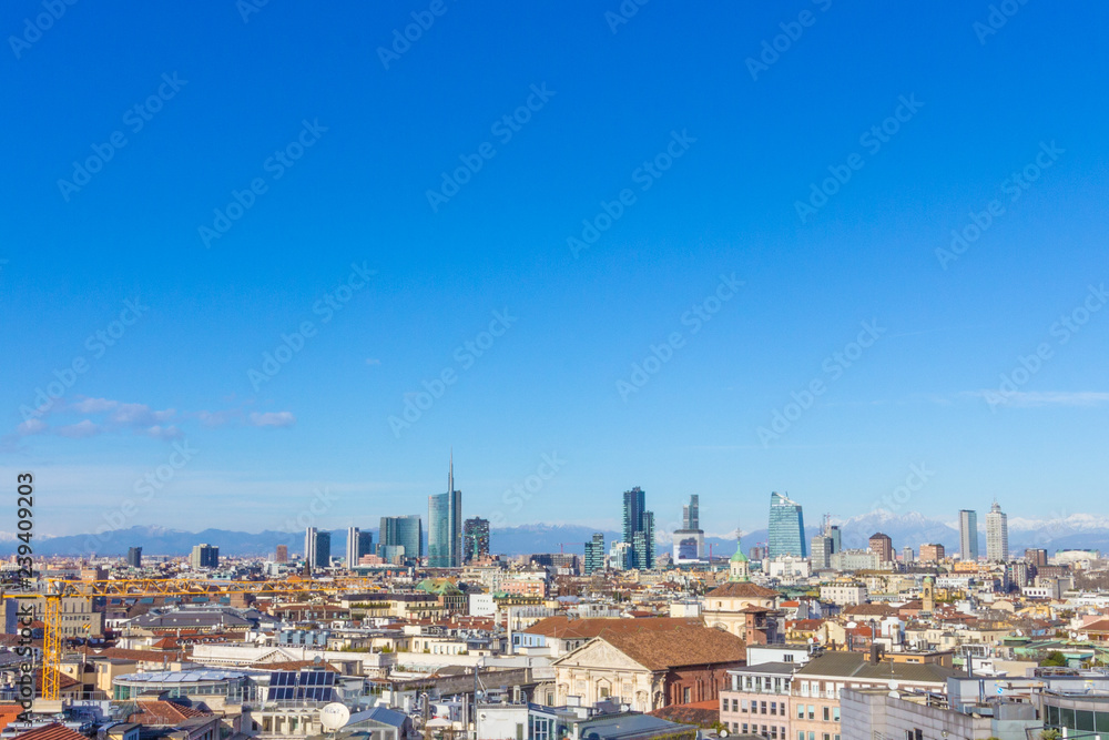 Panoramic view of Milano, Italy