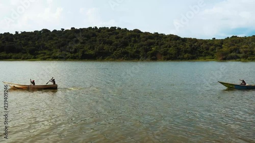View of when fishermen go fishing in Lake Albert Uganda photo