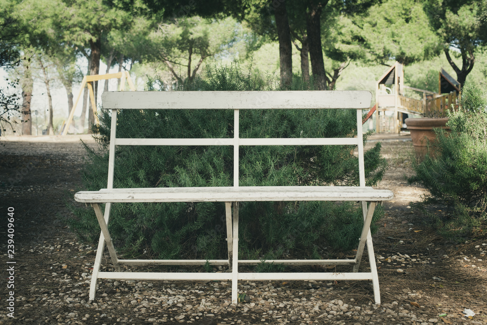 Empty bench at the park absence concept