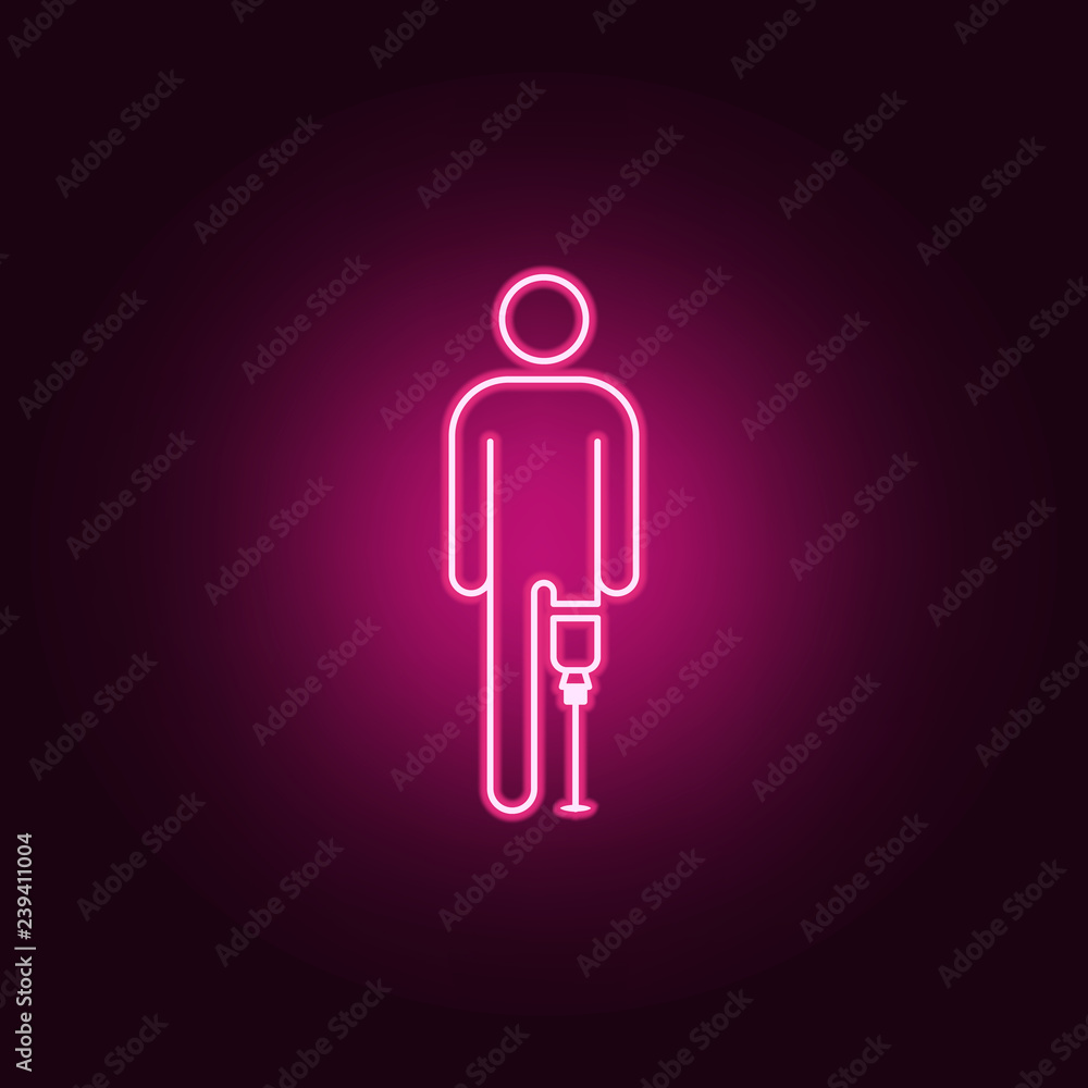 man with leg prosthesis icon. Elements of Disabled in neon style icons. Simple icon for websites, web design, mobile app, info graphics man with leg prosthesis icon. Elements of Disabled in neon style icons. Simple icon for websites, web design, mobile app, info graphics