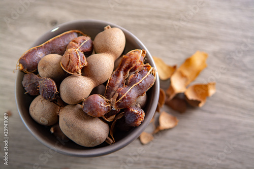 Fruits of tropcal Africal tree tamarind, used in cooking, traditional medicine and metal polish