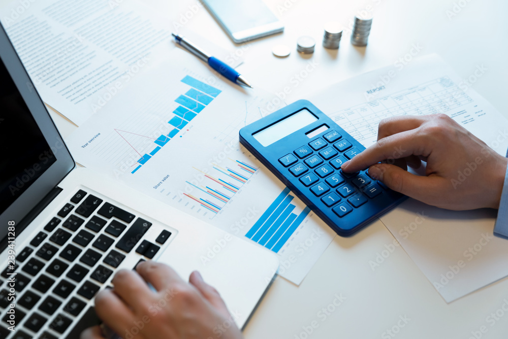 Budget planning concept. Savings calculations Budget planning concept. Savings calculations