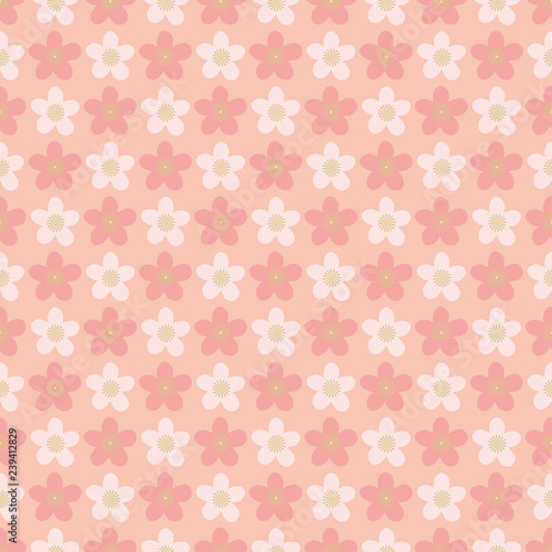 Seamless pattern of pink flowers