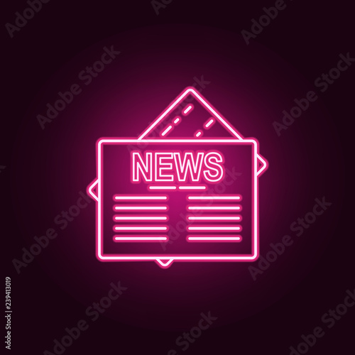 newspaper icon. Elements of Media in neon style icons. Simple icon for websites, web design, mobile app, info graphics