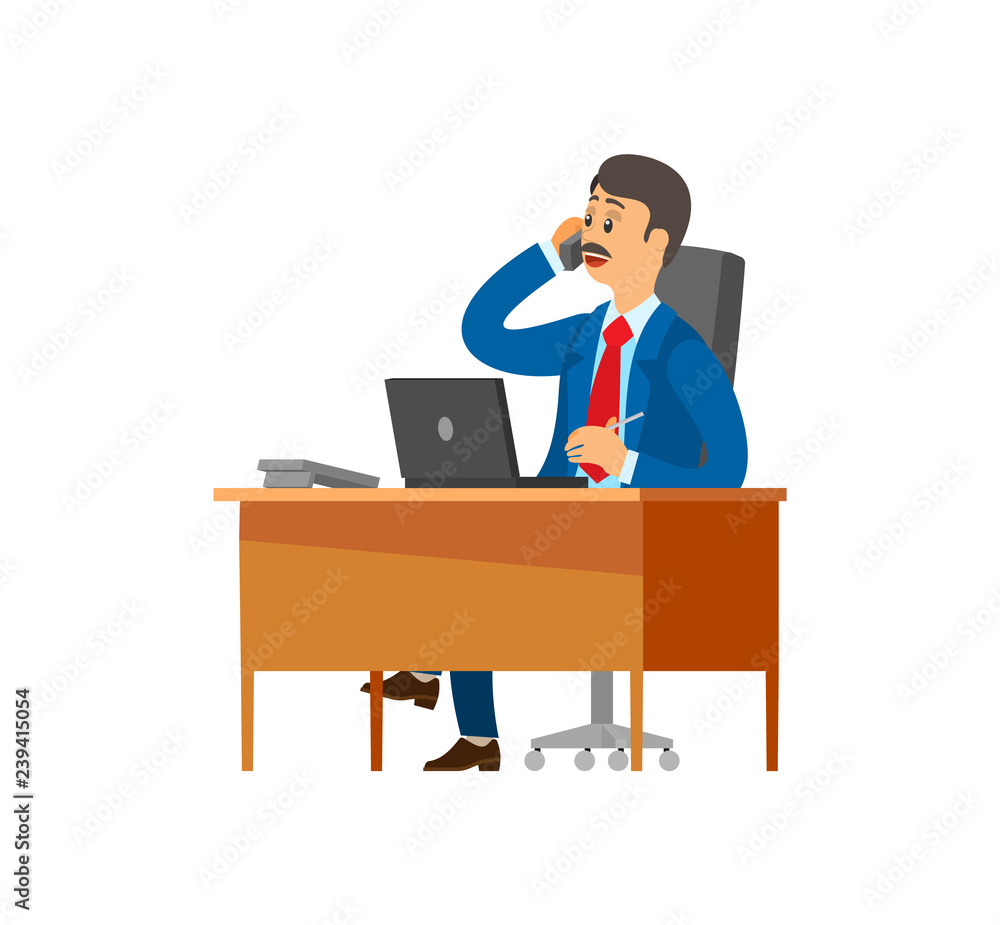 Fototapeta premium Boss, Chief Executive Talking on Mobile Phone
