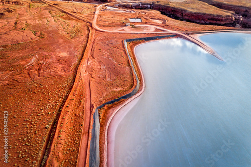 potash evaporation ponds aerial view