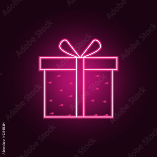 gift box with hearts icon. Elements of Valentine in neon style icons. Simple icon for websites, web design, mobile app, info graphics