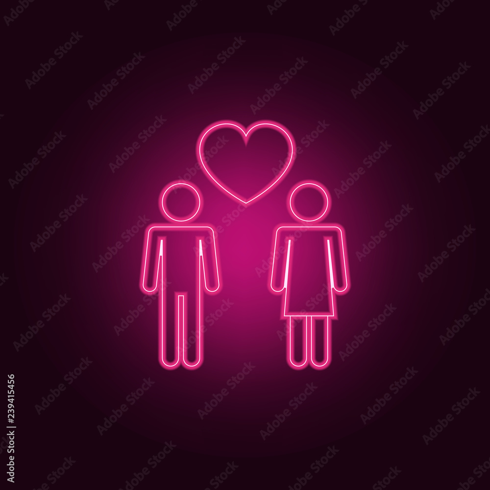 two lovers icon. Elements of Valentine in neon style icons. Simple icon for websites, web design, mobile app, info graphics two lovers icon. Elements of Valentine in neon style icons. Simple icon for websites, web design, mobile app, info graphics
