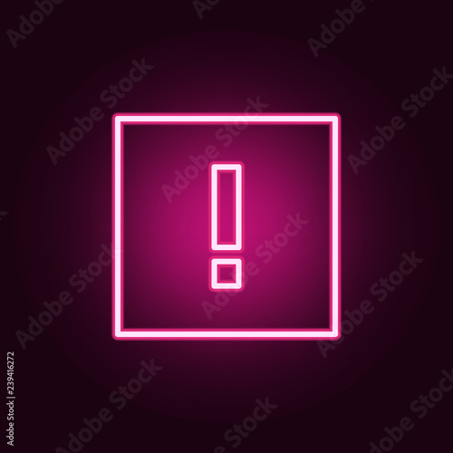 exclamation point icon. Elements of web in neon style icons. Simple icon for websites, web design, mobile app, info graphics