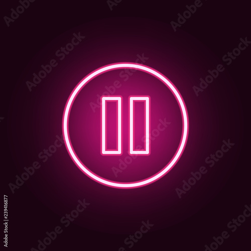pause sign in a circle icon. Elements of web in neon style icons. Simple icon for websites, web design, mobile app, info graphics