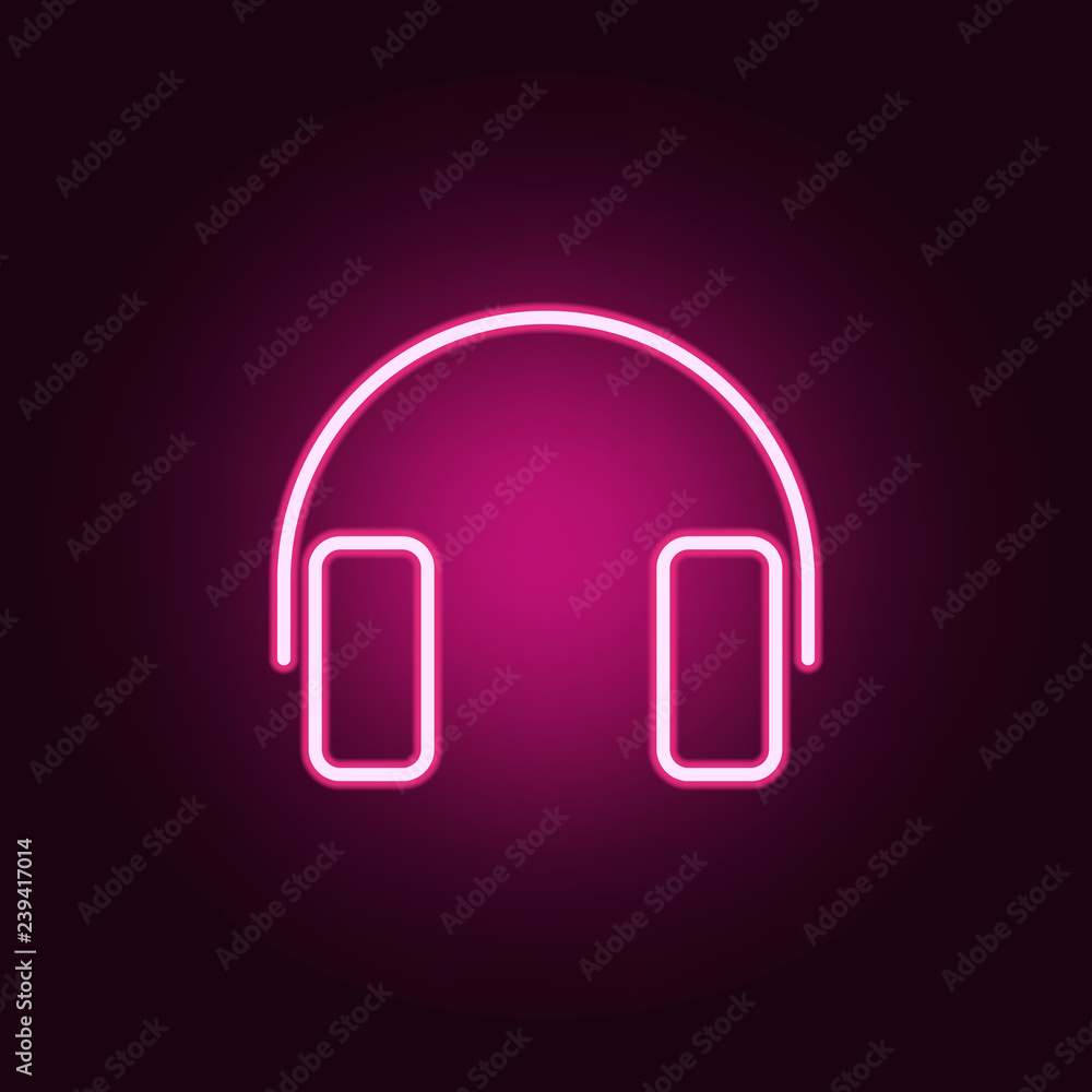 headphones icon. Elements of web in neon style icons. Simple icon for websites, web design, mobile app, info graphics