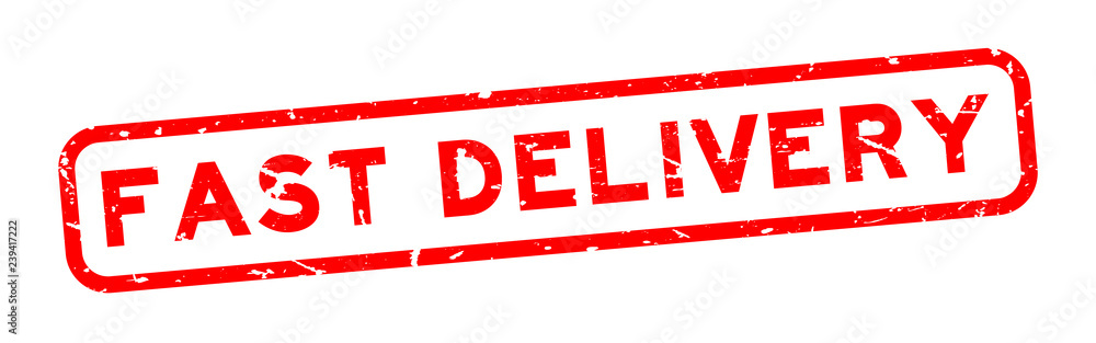 Grunge red fast delivery word square rubber seal stamp on white background Grunge red fast delivery word square rubber seal stamp on white background