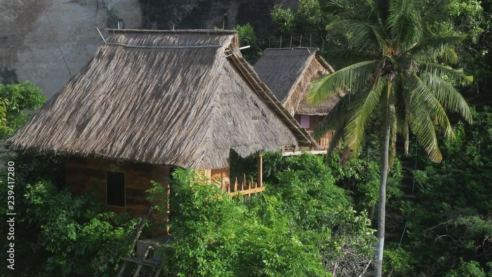 Tree houses on top of beautiful limestome cliff Tree houses on top of beautiful limestome cliff