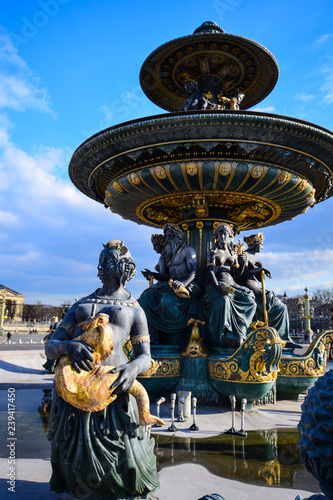 The Fontaine des Mers in the Place de La Concorde in Paris, France