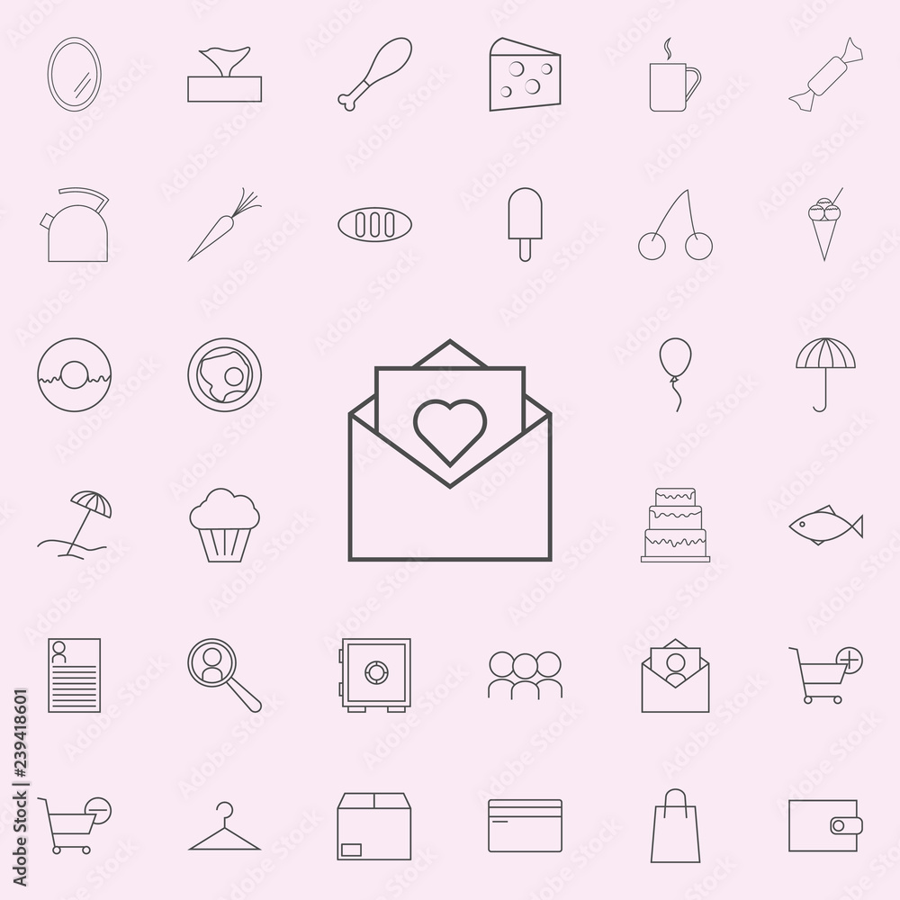 Fototapeta premium love card in envelope icon. web icons universal set for web and mobile