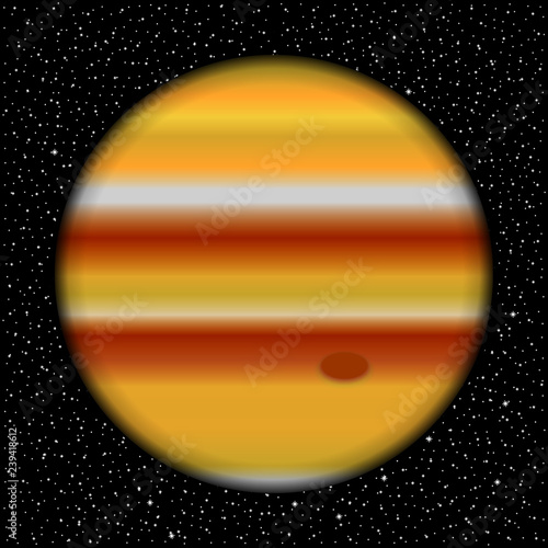 Planet Jupiter and starry sky.