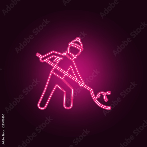 a man is cleaning the snow with a shovel icon. Winter icons universal set for web and mobile