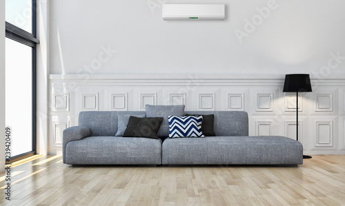 modern bright interiors Living room with air conditioning illustration 3D rendering computer generated image © 3DarcaStudio