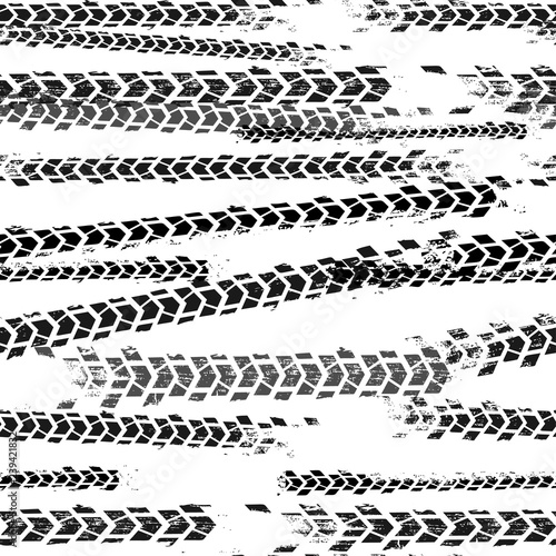 Seamless Tire Tracks Pattern 