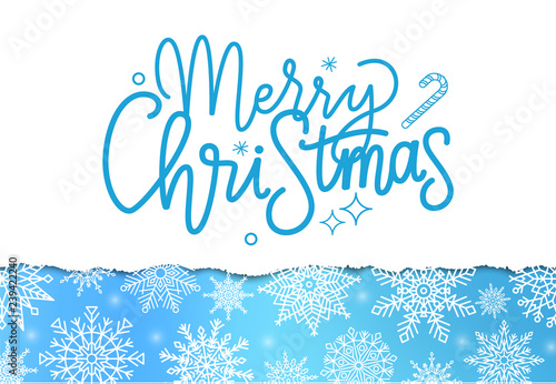 Merry Christmas Inscription  Winter Lettering Sign