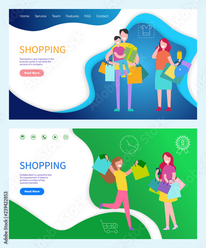 Shopping Buiness Teamwork and Benefits Vector