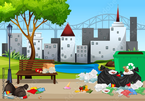 Litter in the urban park