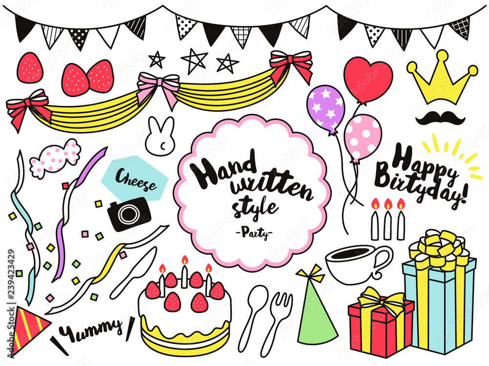 手書き風イラストセット素材 パーティー Stock Vector Adobe Stock