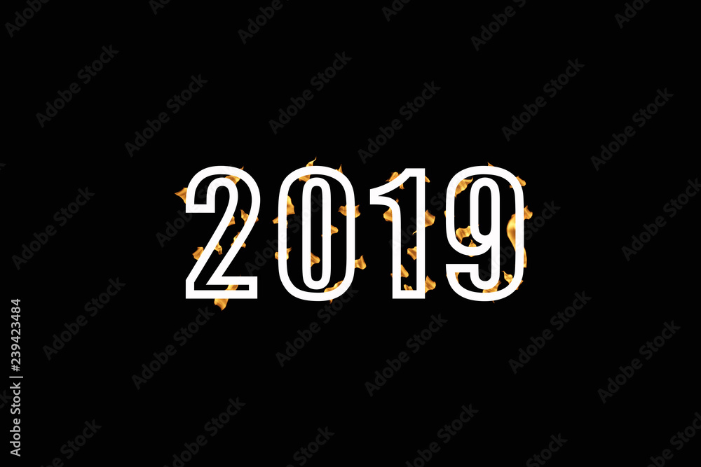 A.D. 2019 logo. Flame version. 西暦2019年 ロゴ 炎バージョン A.D. 2019 logo. Flame version. 西暦2019年 ロゴ 炎バージョン