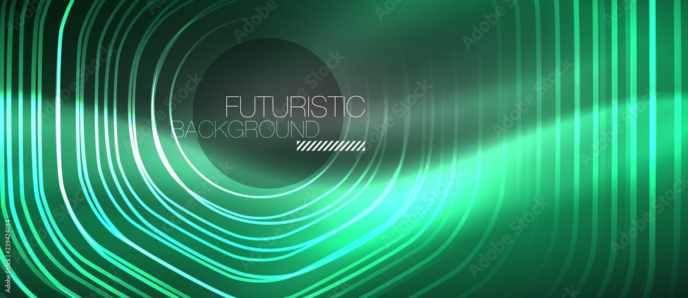 Black and glowing color lines neon design, magin techno template background Black and glowing color lines neon design, magin techno template background