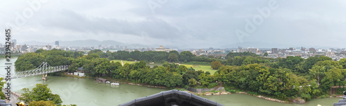 岡山城天守閣からの岡山市街地の眺望