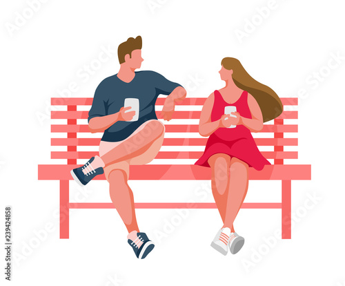Man and girl sitting on a bench