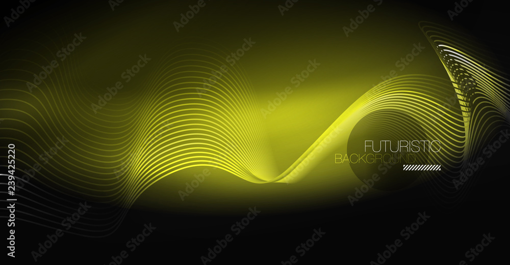 Neon lines wave background. Abstract composition Neon lines wave background. Abstract composition