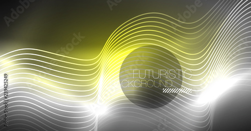 Neon lines wave background. Abstract composition
