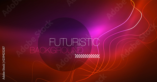 Neon lines wave background. Abstract composition