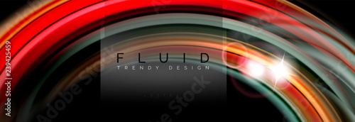 Mixing color waves on black, liquid flowing shapes