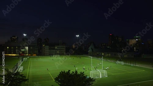 Night view of a soccer field photo