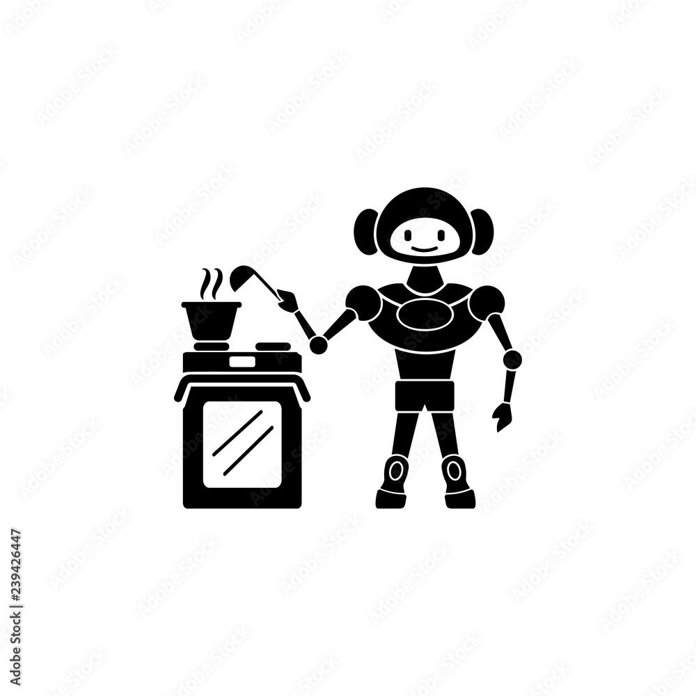 Naklejka premium robot cook icon. Element of home robot icon for mobile concept and web apps. Detailed robot cook icon can be used for web and mobile