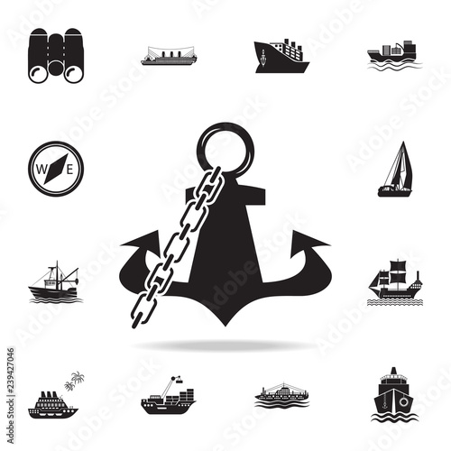 anchor with chain icon. Detailed set of ship icons. Premium graphic design. One of the collection icons for websites, web design, mobile app